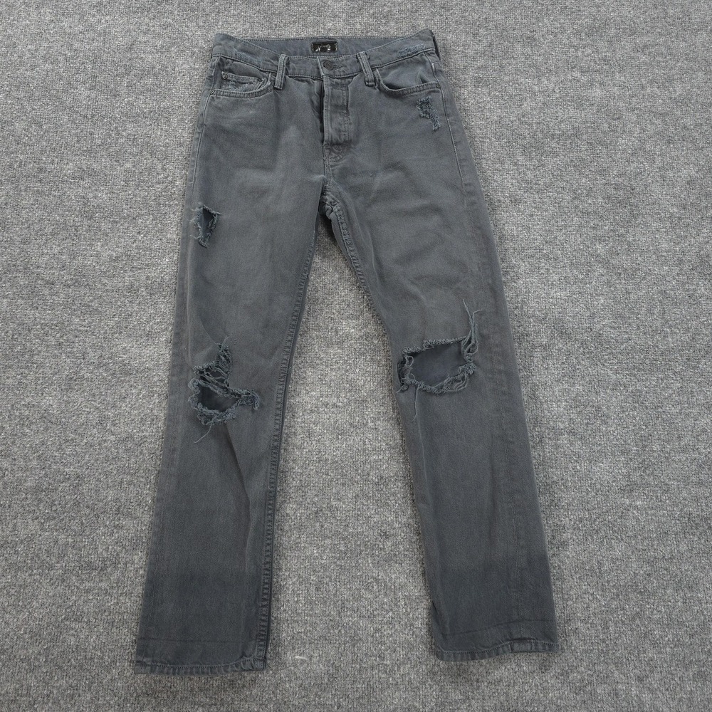 Mother Jeans Womens 24 Gray The Cheeky High Rise Distressed Straight Denim USA